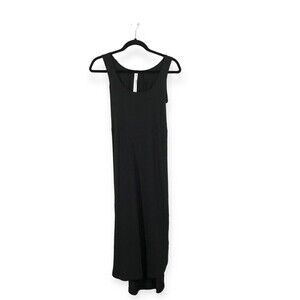 Lululemon Women's Pima Cotton Open Back Midi Dress Size 2 Black Scoop Neck